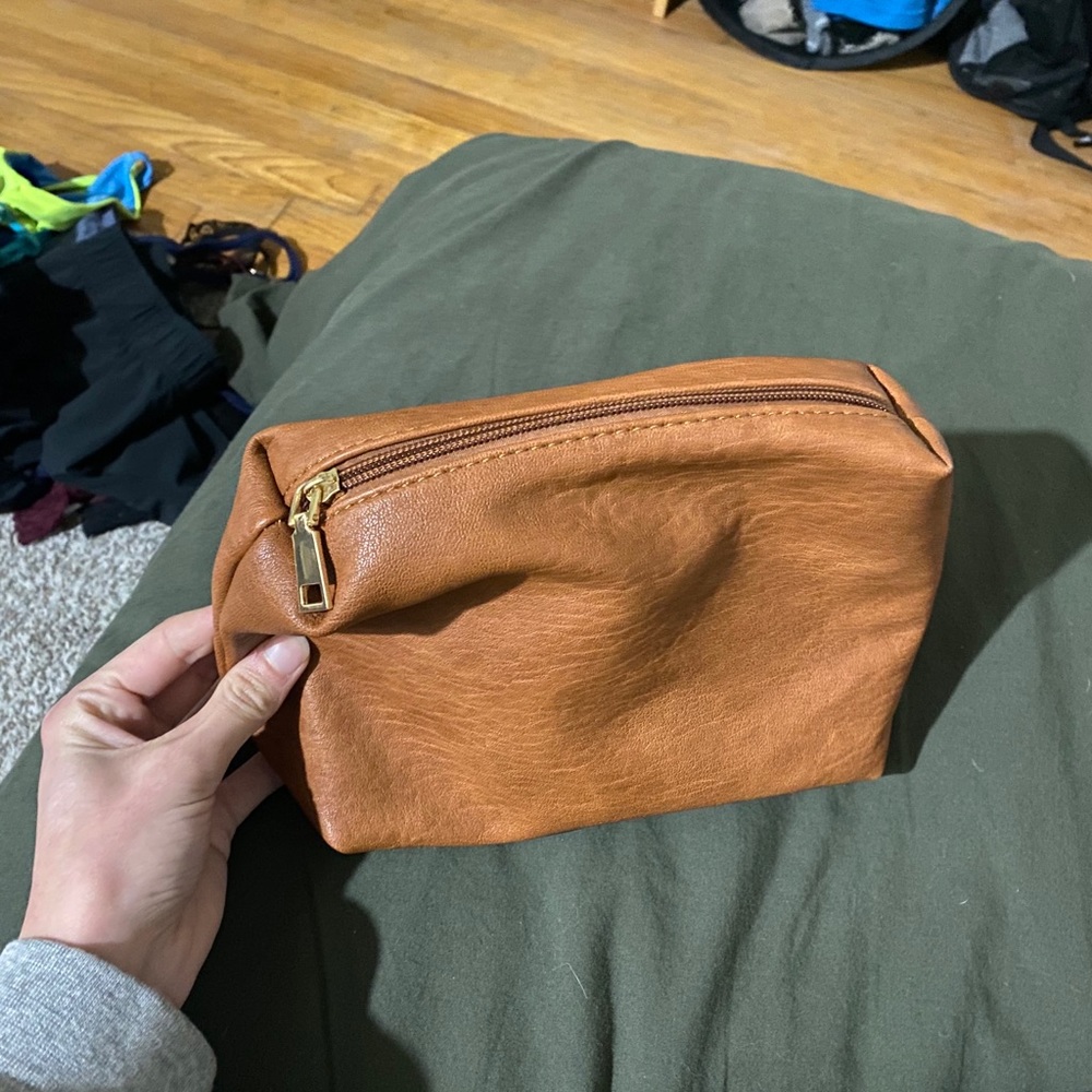 Medium Size Faux Leather Makeup Bag